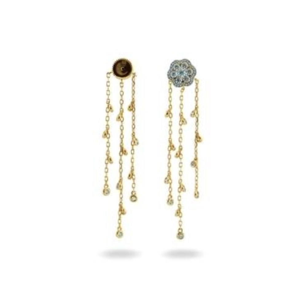 Golden Three Tier CZ Back Earring Jackets